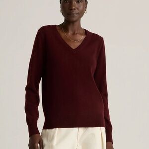 Quince Women's Cashmere V-Neck Sweater - Burgundy